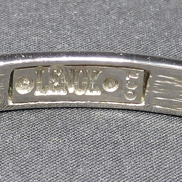 Vintage Lenox Floral Pink Rhinestone Hinged Bracelet, October Flower - Picture 7 of 10